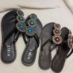Leather Beaded Sandals
